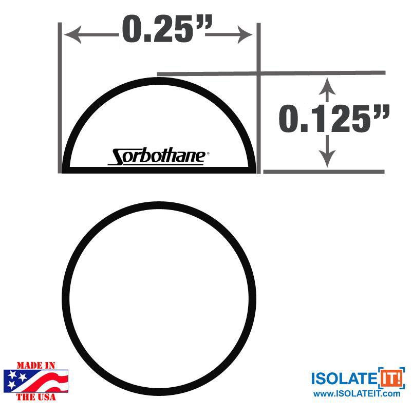 0.25" Dia Sorbothane Hemisphere Rubber Bumper Non-Skid Feet with Adhesive