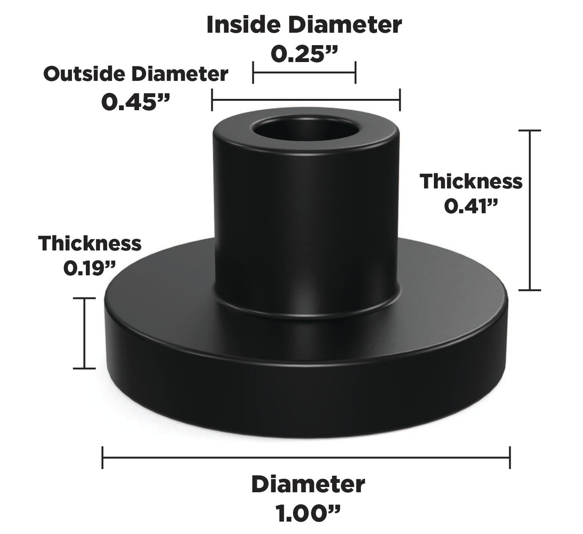 Sorbothane Vibration Isolation Bushing 0510002 (.25" ID - 1" OD - .6" Deep)