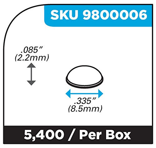 Clear 0.335" (8.5mm) Dia x 0.085" (2.2mm) H Round Sound Deadening Cabinet and Furniture Bumpers