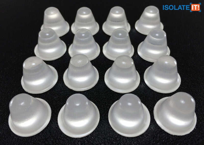 Conical Clear 0.720" (18.3mm) Dia x 0.560" (14.2mm) H Round Vibration Isolating Cabinet and Furniture Bumpers