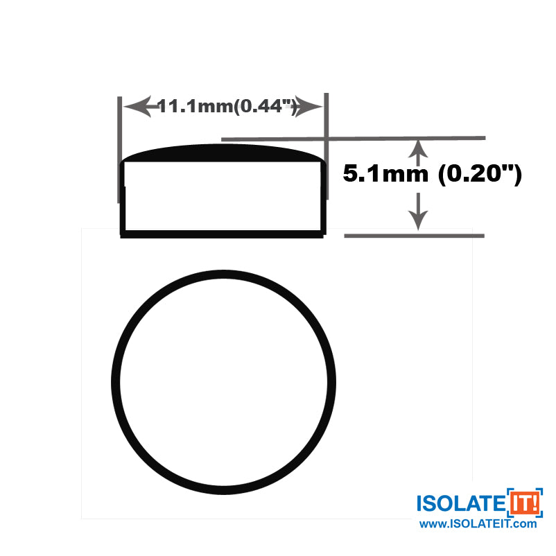 Small Clear 11.1mm (Dia) x 5.1mm (H) Hemispherical Cabinet and Furniture Bumper