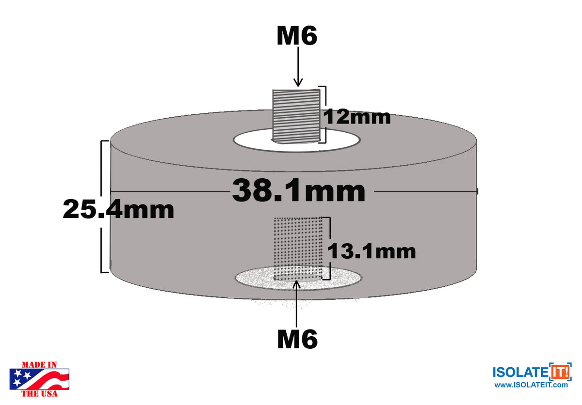 Sorbothane Male-Female Vibration Stud Mount - 4 Pack