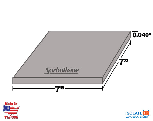 Sorbothane Acoustic and Vibration Isolation Square 7" x 7" Pads