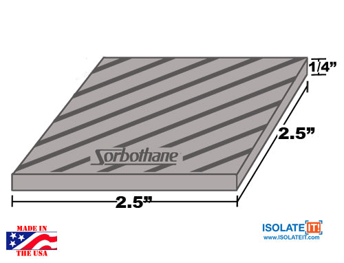Heavy duty Sorbothane 2.5" square vibration isolating pad