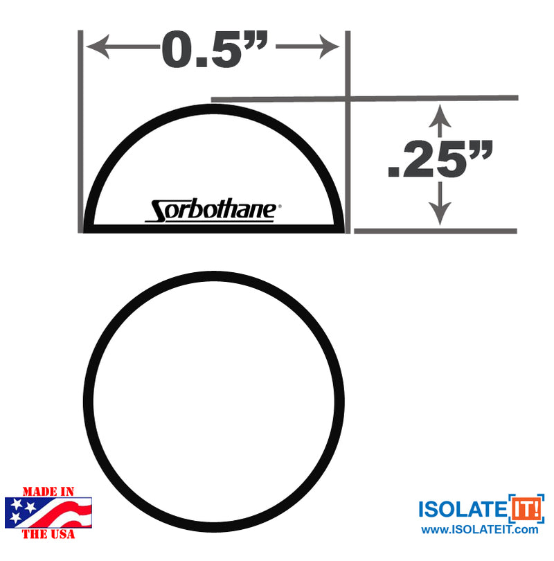 0.5" Dia Sorbothane Hemisphere Rubber Bumper Non-Skid Feet with Adhesive