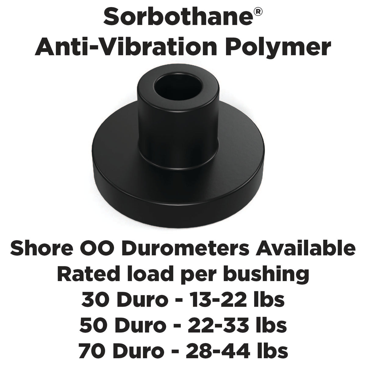 Sorbothane Vibration Isolation Bushing 0510002 (.25" ID - 1" OD - .6" Deep)