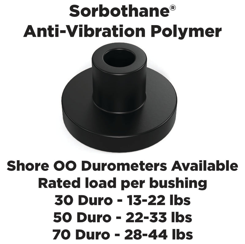 Sorbothane Vibration Isolation Bushing (.25" ID - 1" OD - .6" Deep) - 12 Pack