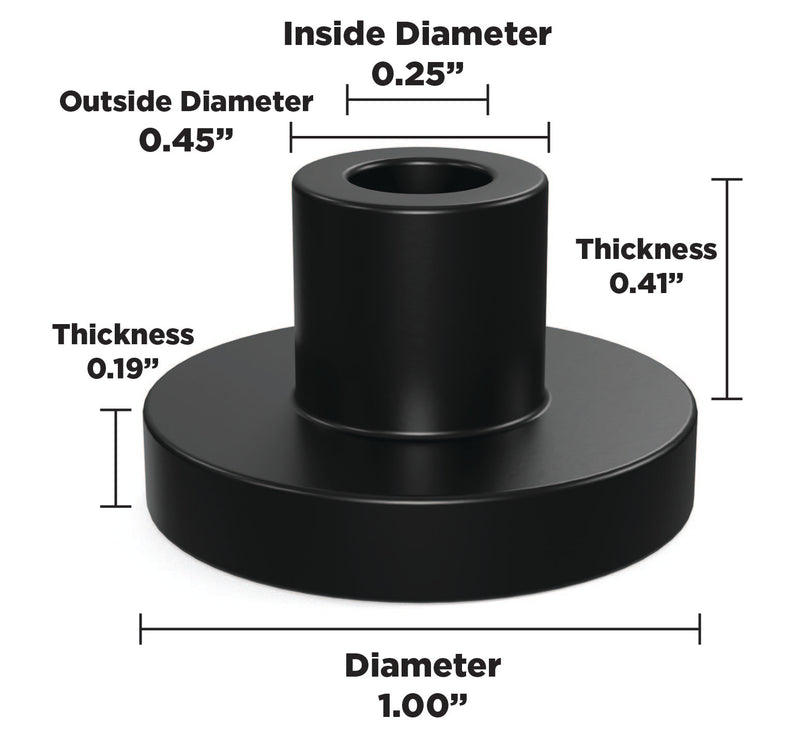 Sorbothane Vibration Isolation Bushing (.25" ID - 1" OD - .6" Deep) - 12 Pack