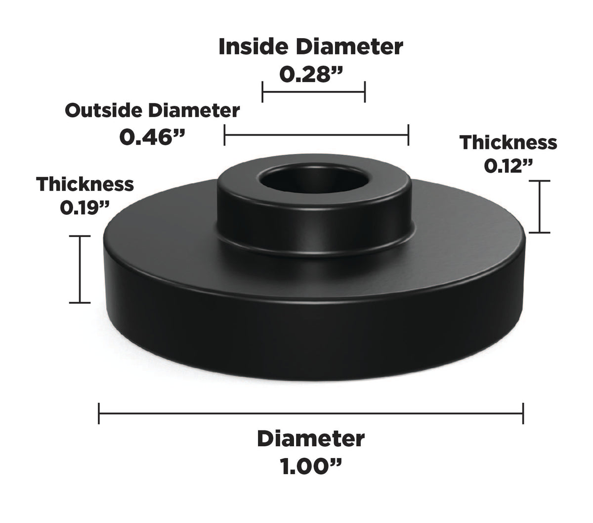 Sorbothane Vibration Isolation Bushing 0510005 (.28" ID - 1" OD - .31" Deep)