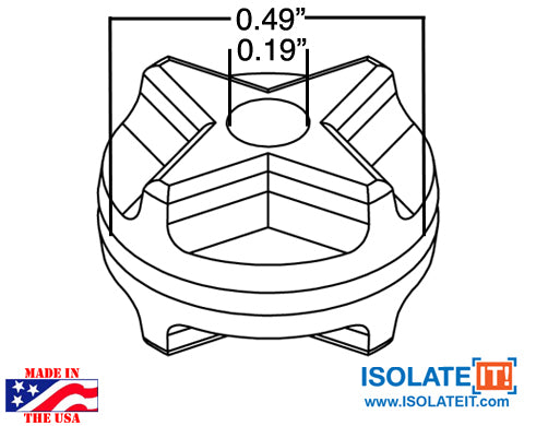 Sorbothane Vibration Isolation Grommet .19" ID - .49 OD - 12 Pack