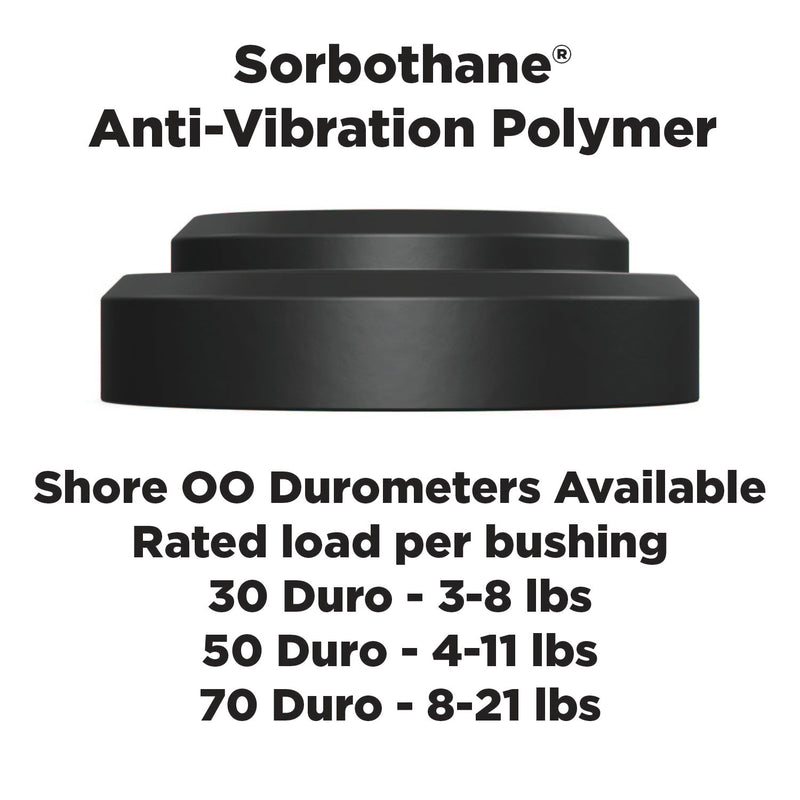Sorbothane Vibration Isolation Bushing (.28"ID-.72"OD-.22"Thick) - 12 Pack