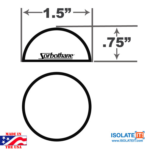 1.5" Dia Sorbothane Hemisphere Rubber Bumper Non-Skid Feet with Adhesive