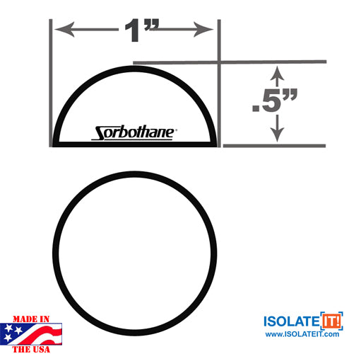 1" Dia Sorbothane Hemisphere Rubber Bumper Non-Skid Feet with Adhesive