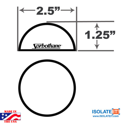 2.5" Dia Sorbothane Hemisphere Rubber Bumper Non-Skid Feet with Adhesive