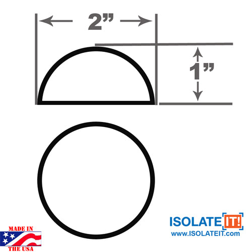 2" Dia Sorbothane Hemisphere Rubber Bumper Non-Skid Feet with Adhesive