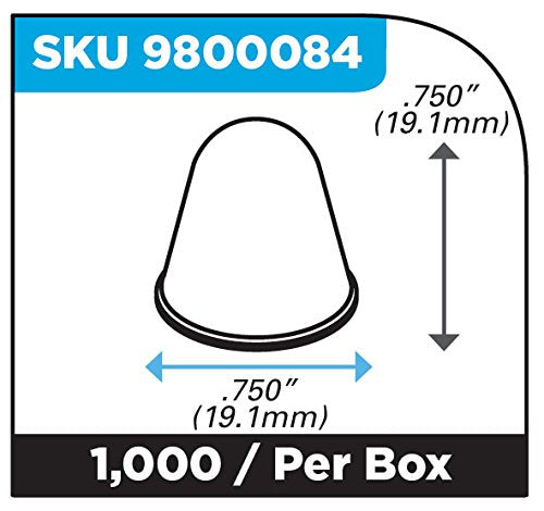 Conical Clear 0.750" (19.1mm) Dia x 0.750" (19.1mm) H Round Vibration Isolating Cabinet and Furniture Bumpers