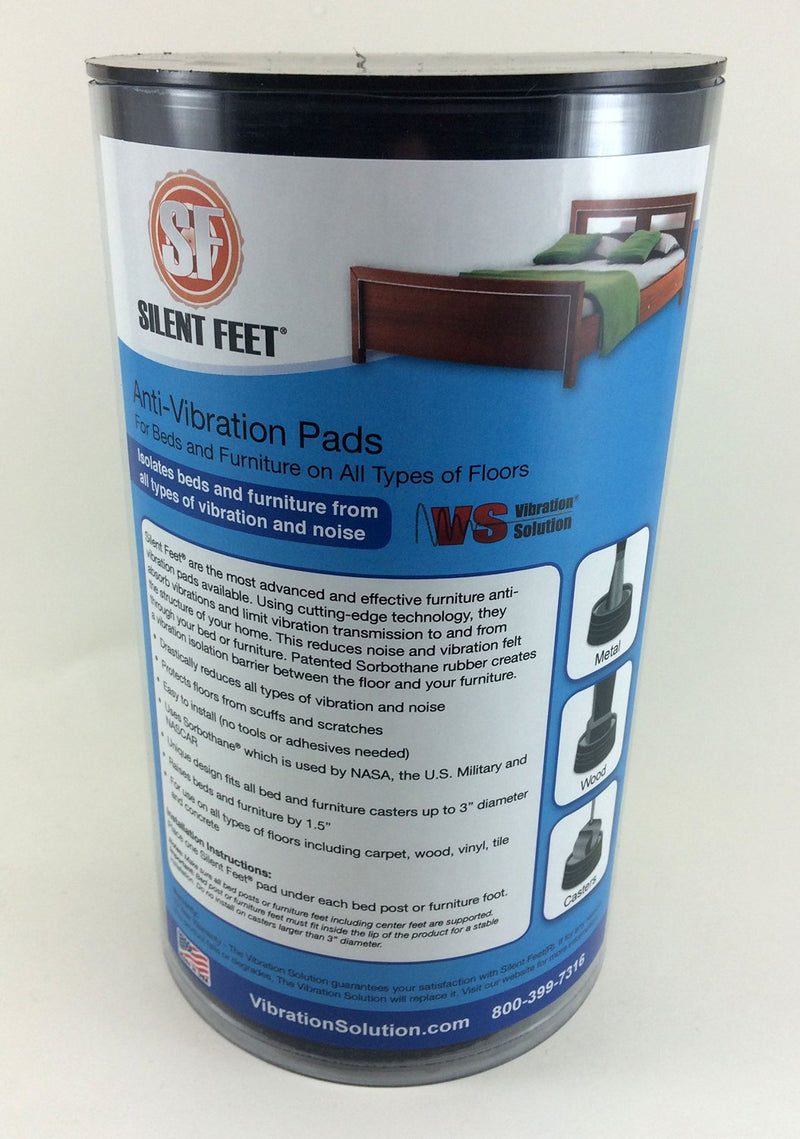Silent Feet Anti-Vibration Riser for Beds - Superior All Surface Vibration Barrier - 4 Pack