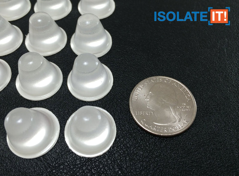 Conical Clear 0.720" (18.3mm) Dia x 0.560" (14.2mm) H Round Vibration Isolating Cabinet and Furniture Bumpers