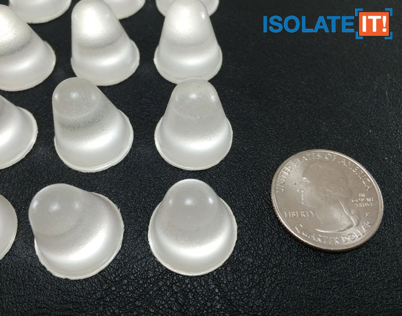 Conical Clear 0.750" (19.1mm) Dia x 0.750" (19.1mm) H Round Vibration Isolating Cabinet and Furniture Bumpers