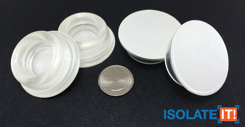 Recessed Clear 1.810" (46mm) Dia x 0.600" (15.2mm) H Round Vibration Isolating Cabinet and Furniture Bumpers
