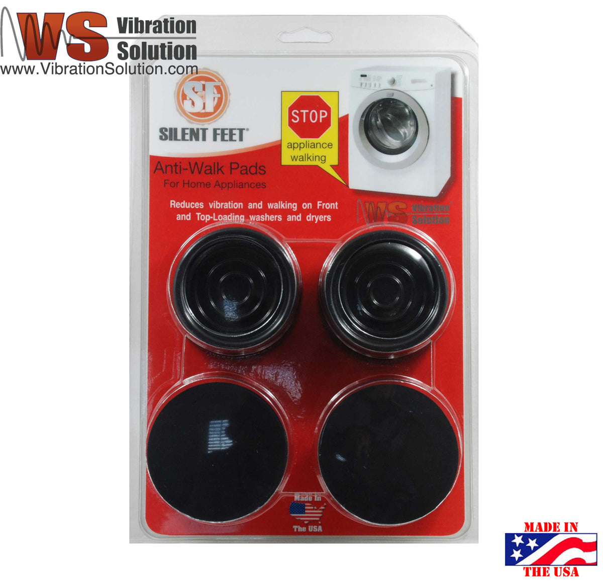 Anti-Walk Silent Feet Washing Machine Pads - Black Anti-Walk Silent Feet Washing Machine Pads - Black