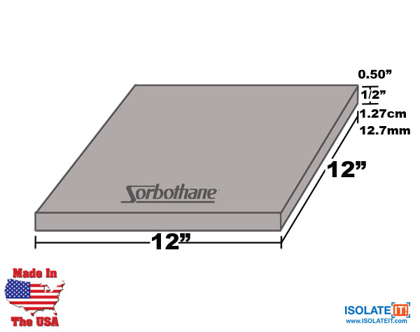 Sorbothane Vibration Damping Sheet Stock (12 x12in)