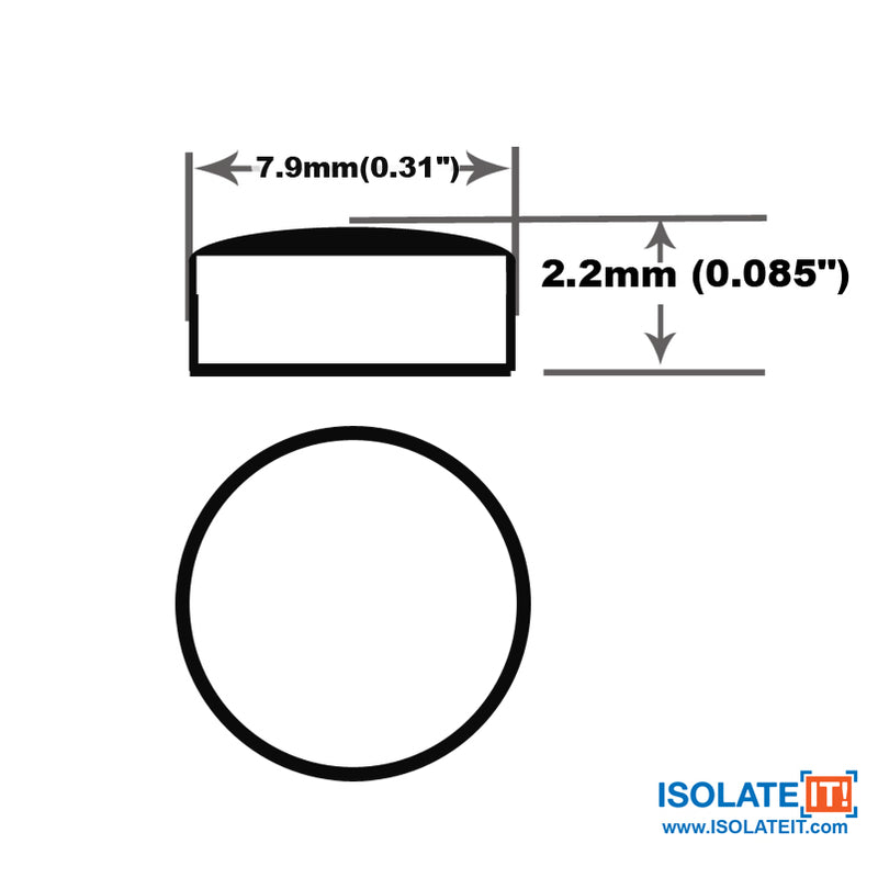 mall Clear 5/16" (7.9mm) Dia x 0.085" (2.2mm) H Round Sound Deadening Cabinet and Furniture Bumper