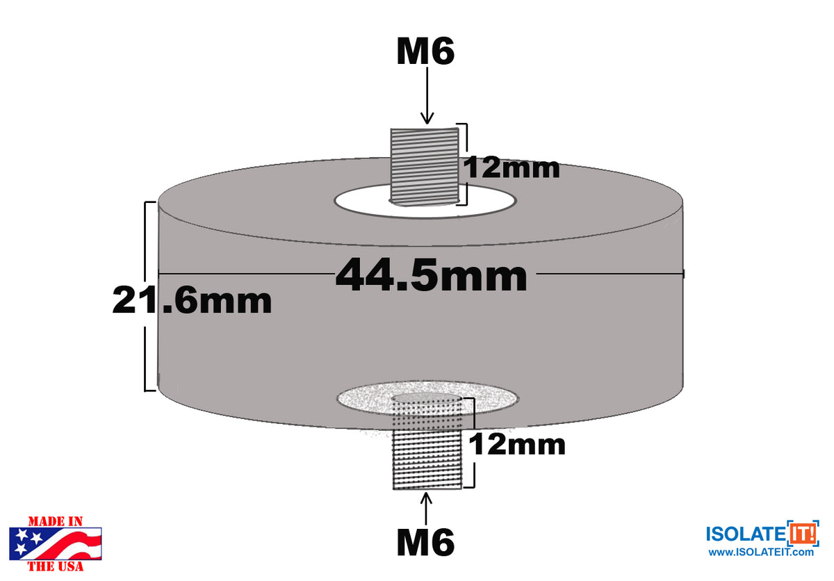 Sorbothane Male-Male Vibration Stud Mount - 4 Pack