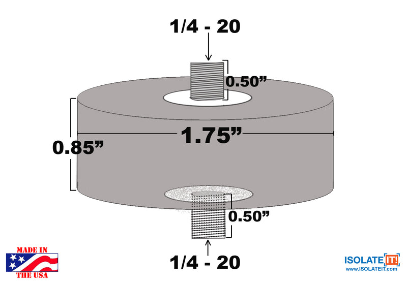 Sorbothane Male-Male Vibration Stud Mount - 4 Pack