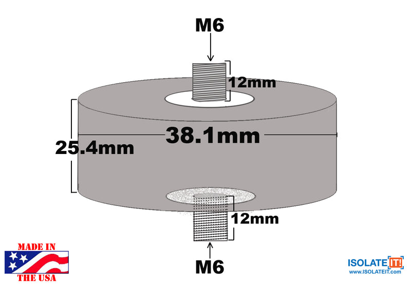 Sorbothane Male-Male Vibration Stud Mount - 4 Pack