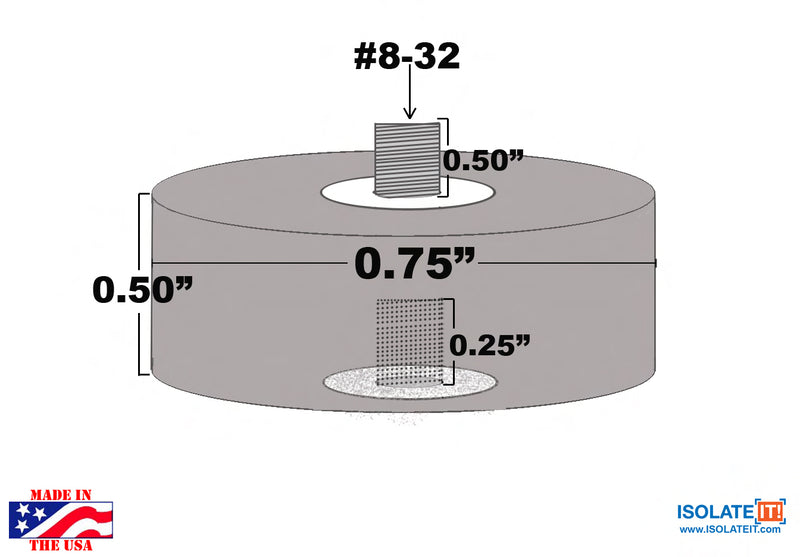 Sorbothane Male-Female Vibration Stud Mount - 4 Pack