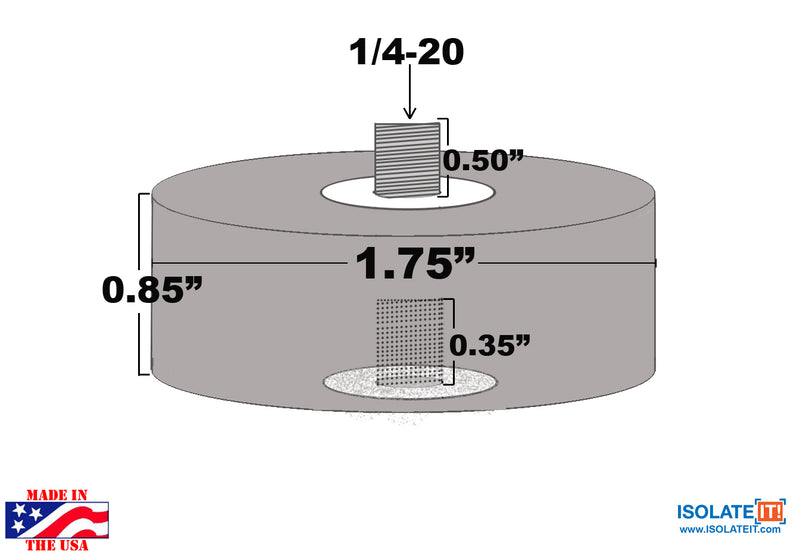 Sorbothane Male-Female Vibration Stud Mount - 4 Pack