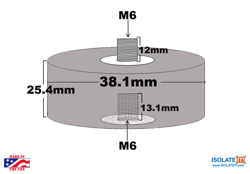 Sorbothane Male-Female Vibration Stud Mount - 4 Pack