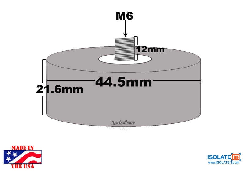 Sorbothane Male Vibration Stud Bumper Mount - 4 Pack